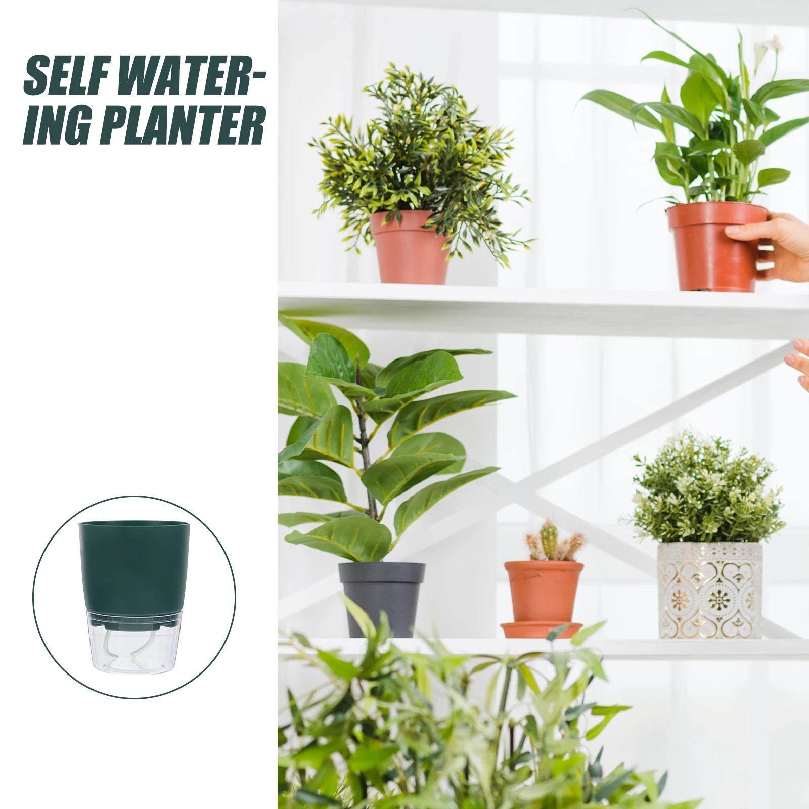 

Self Watering Planter Indoor Automatic Cotton Rope Plastic Flower Pot Durable Large Capacity Balcony Bedroom Decor Plant