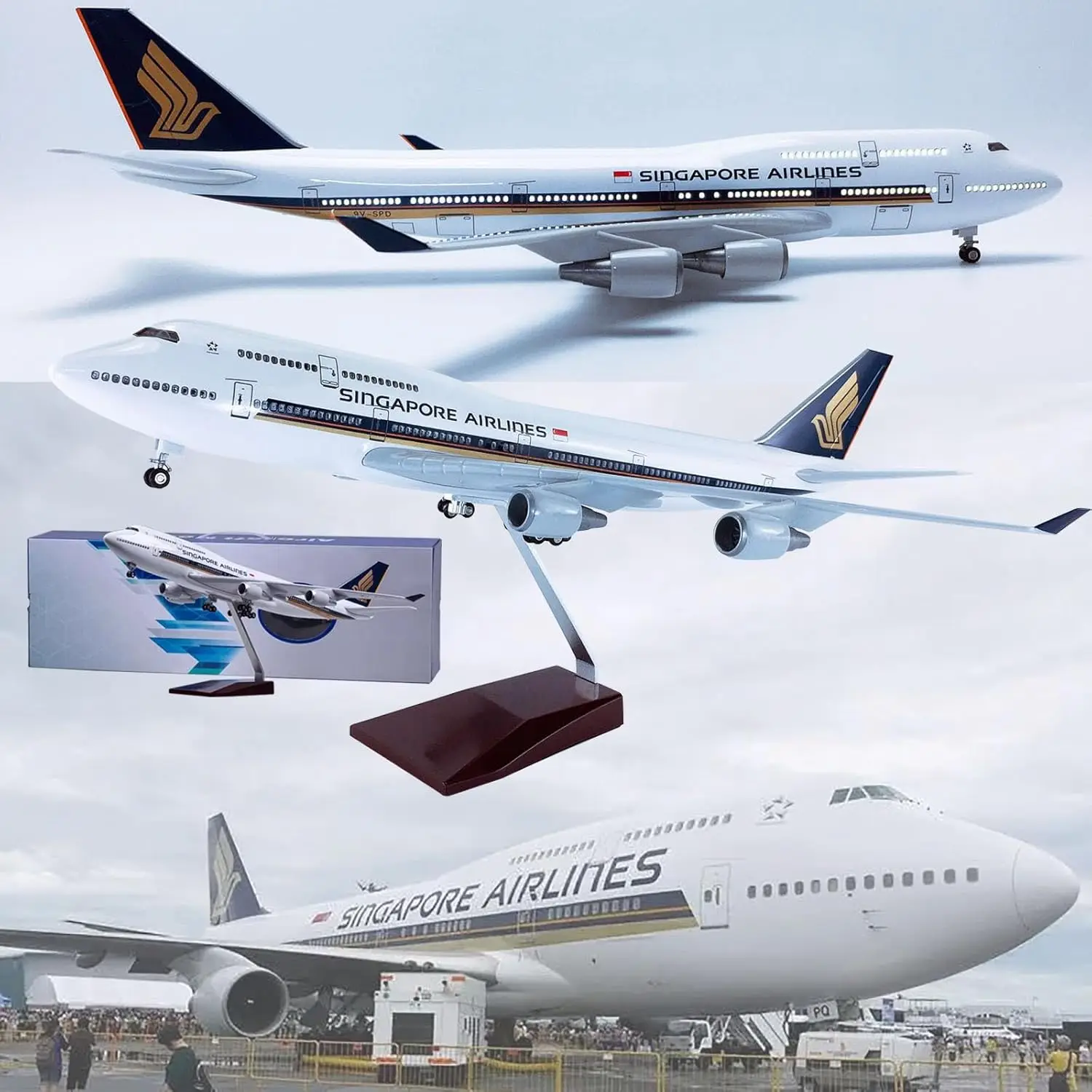 

1:150 Scale Model Airplane Singapore B747-400 Aircraft Model Collectibles Resin with Wheels Diecast Plane Mode for Collection