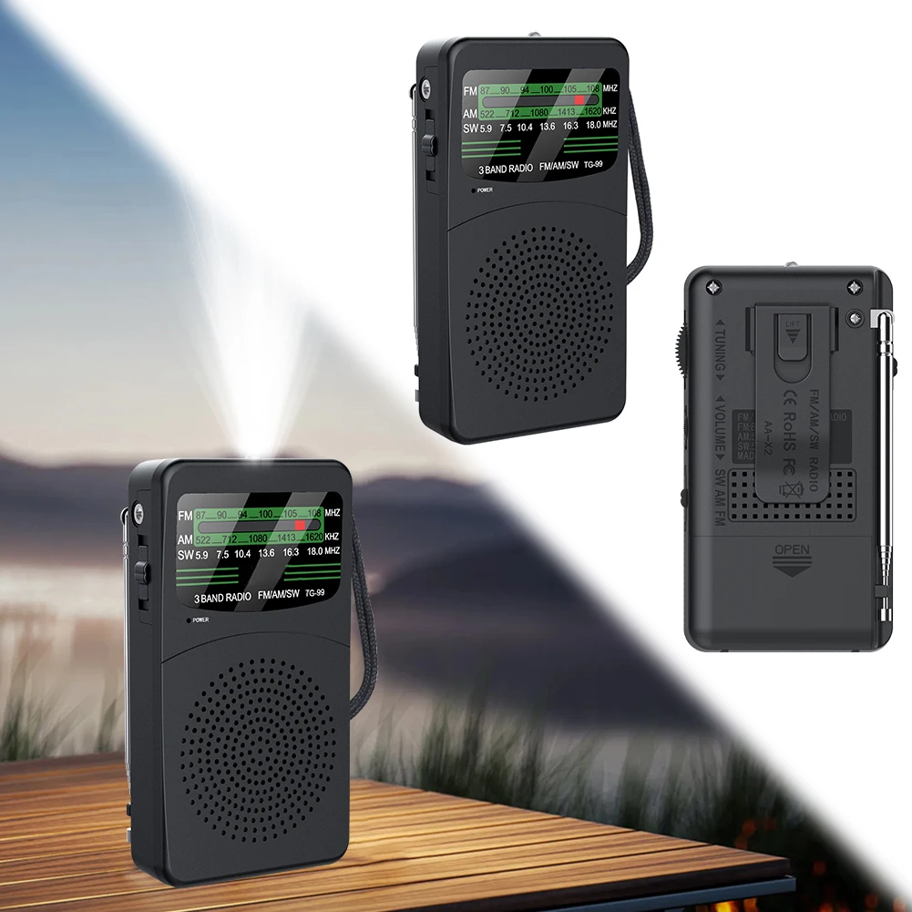 

Портативное AM/FM/SW радио с питанием от батареек, со светодиодным фонариком, карманное радио с разъемом для наушников, подарки для пожилых людей