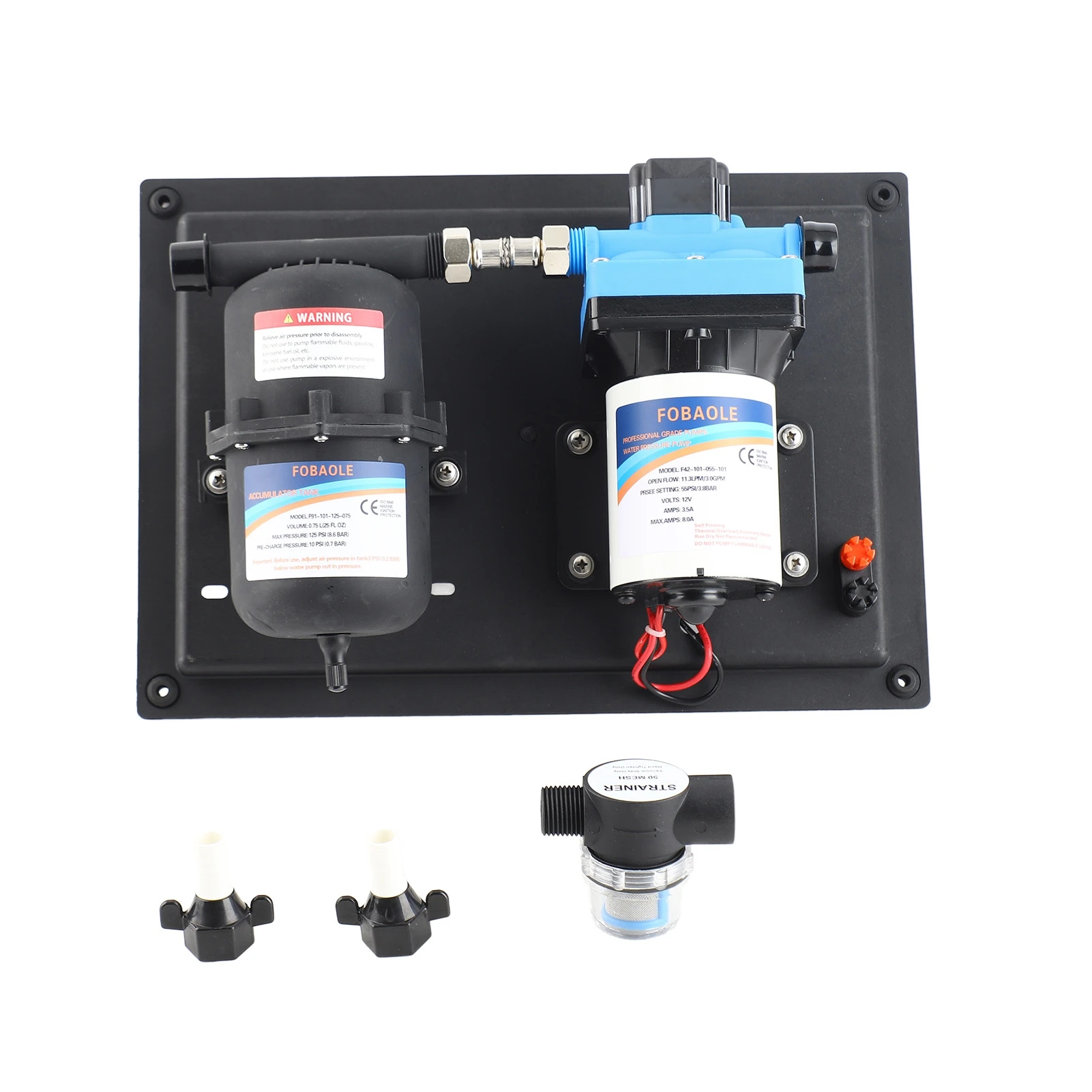 

Водяной насос для автодома, 24 В постоянного тока, 3 галлона в минуту, 11,3 л/мин, 55 фунтов на квадратный дюйм, мембранный насос для пресной воды, встроенный переключатель давления по запросу с резервуаром под давлением