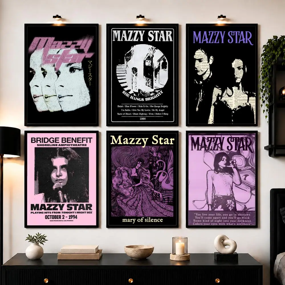 Classic Rock Band M-Mazzy Star Poster Wall Art Print Sticker for Bedroom Living Room Dorm Office Modern Home Decor
