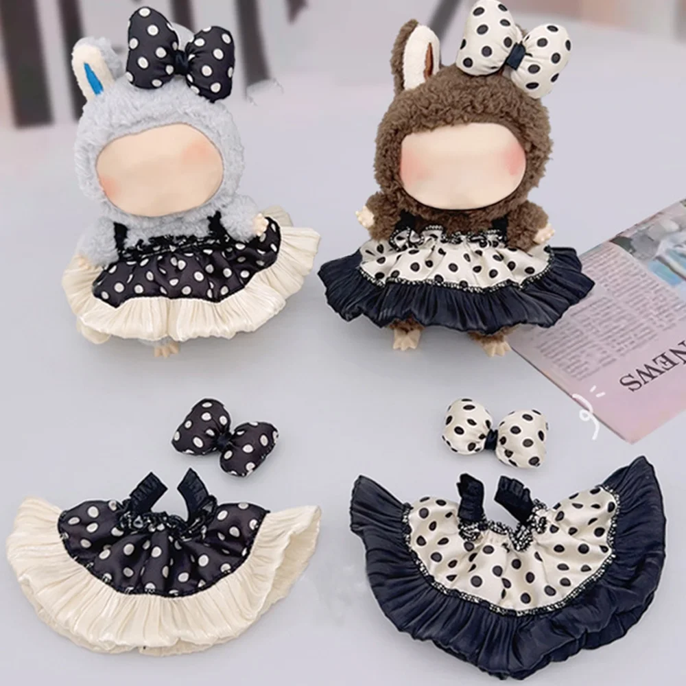 

Clothes for 17Cm Plush Doll Labbubu Clothes Bow Headband Accessories Cute Princess Skirt Design Suspender Dress Up Clothing