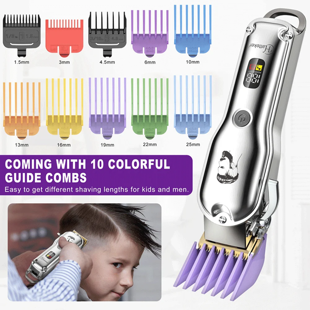 HATTEKER Professioneller Haarschneider für Männer USB-Aufladbarer Kabelloser Bartschneider Friseur-Haarschneidemaschine – Detail 7