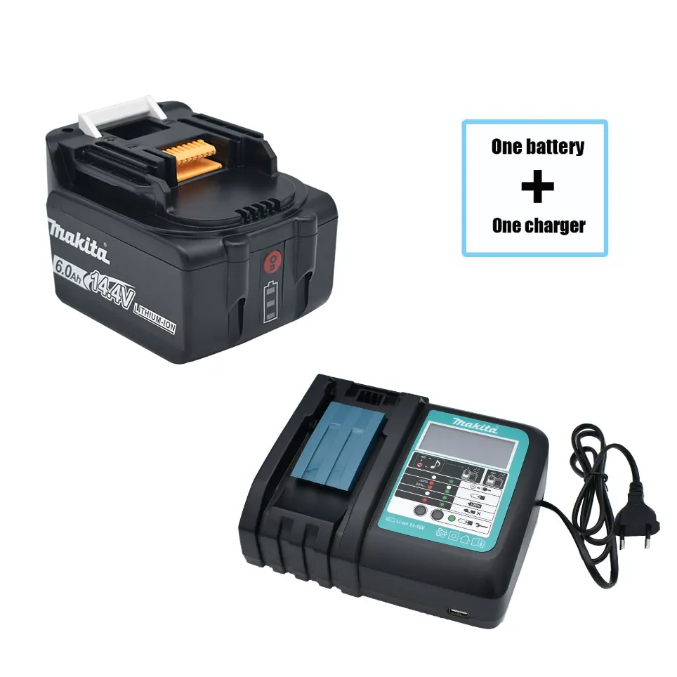 Original Makita 6000mAh 14.4V Rechargeable Li-ion Battery For Makita 14V Power Tools 6.0Ah Batteries BL1460 BL1430 1415 194066-1