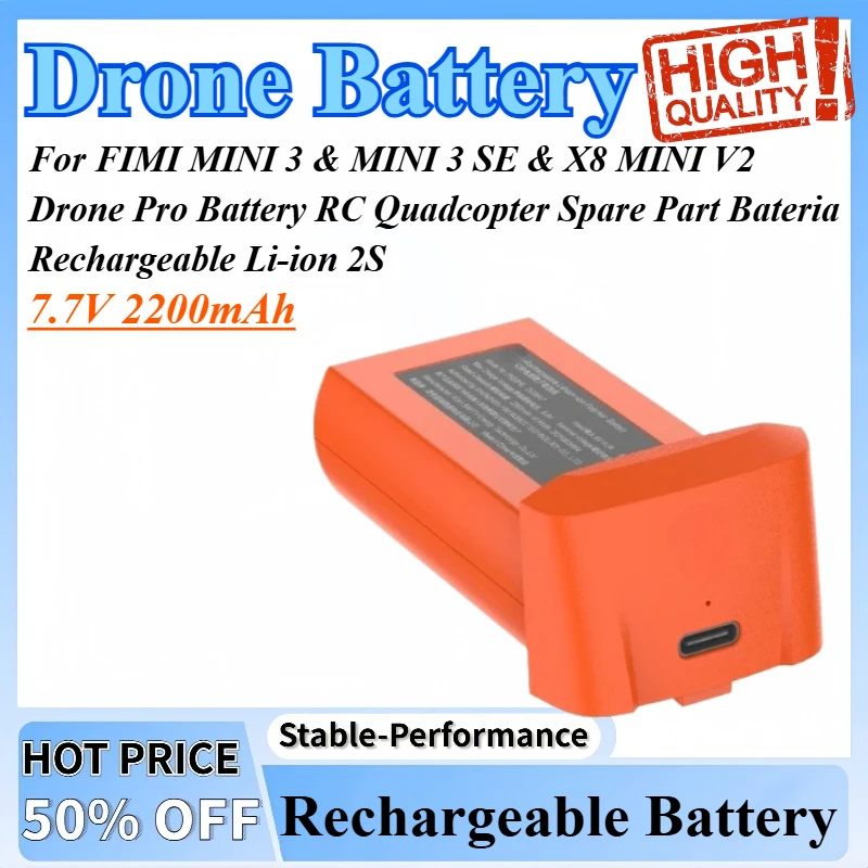 7,7 V 2200mAh para FIMI MINI 3 y MINI 3 SE y X8 MINI V2 Drone Pro batería RC Quadcopter repuesto batería recargable Li-ion 2S