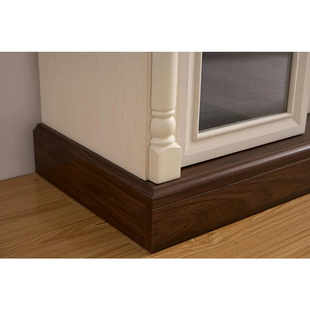 モダンな70インチ対応LEDテレビ用エンターテイメントセンター、ローマ風柱デザインのファームハウス風暖炉付きテレビ台