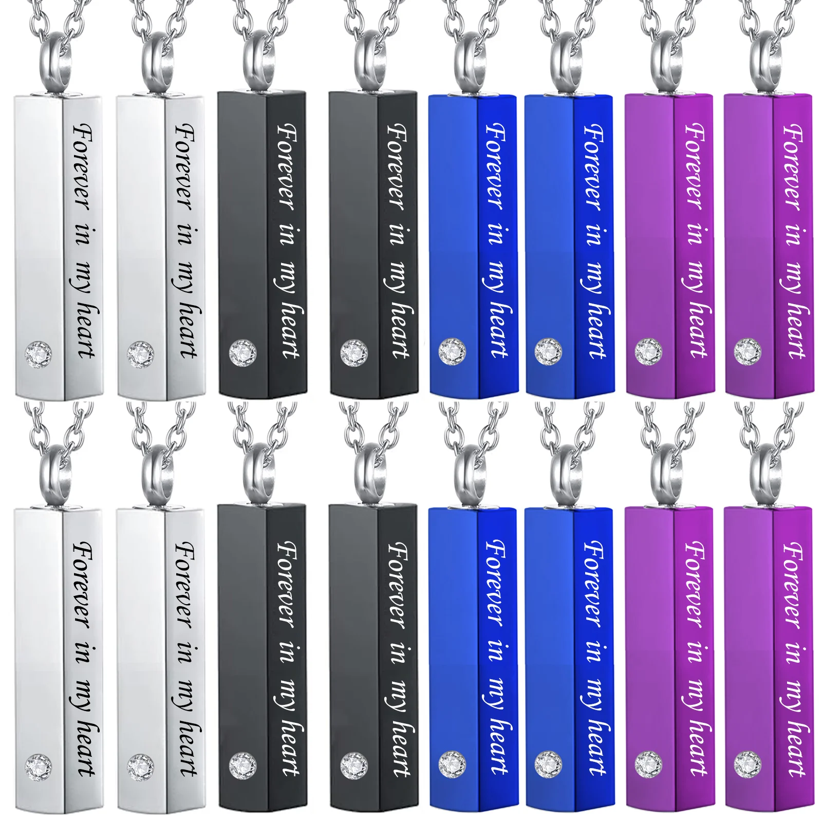 16 Pieces Urn Necklace for Ashes for Human Cremation Jewelry for Ashes Square Small BarKeepsake Pendant for Women Men Loved Ones
