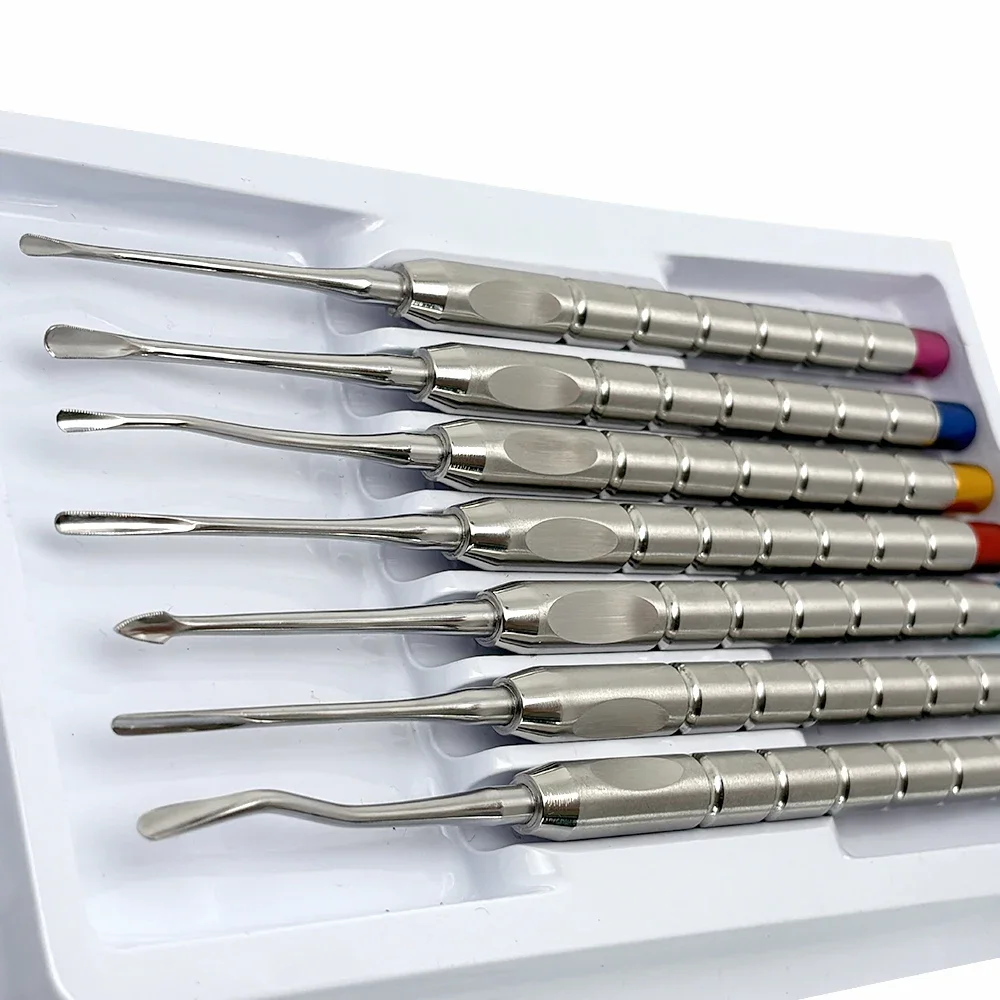 7Pcs Titanium Dental PDL Root Luxating Elevator Kit, Periodontal Ligament Instruments for Minimally Invasive Extraction
