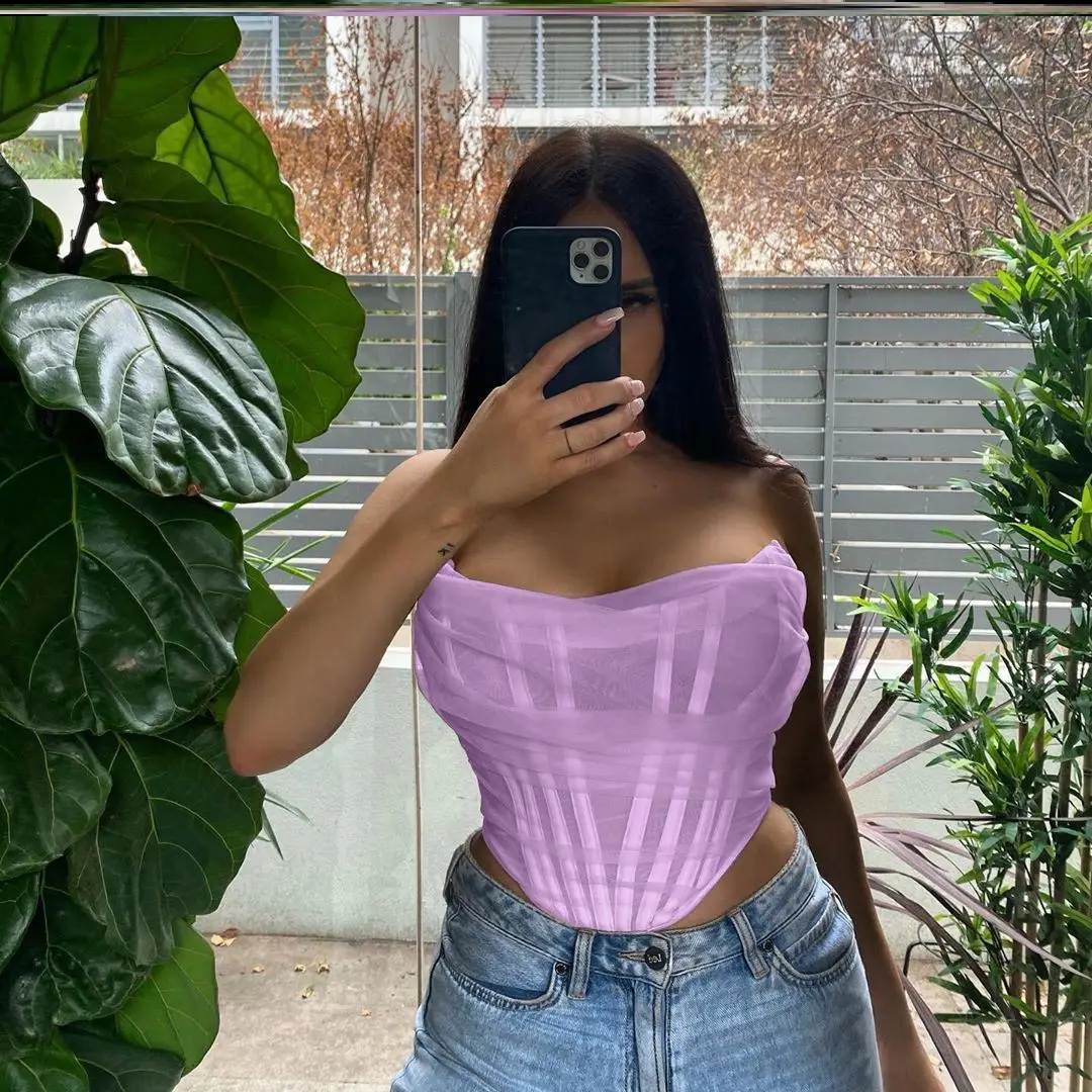 Sexy ort Fibone Support Me Tube Top Women's Summer Tank Top Street Sle Polyester Pure Color Street Faion 25-29