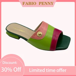 FABIO PENNY, an African mom, summer metal design multi-color fashionable party banquet sexy mid-heel women's slippers