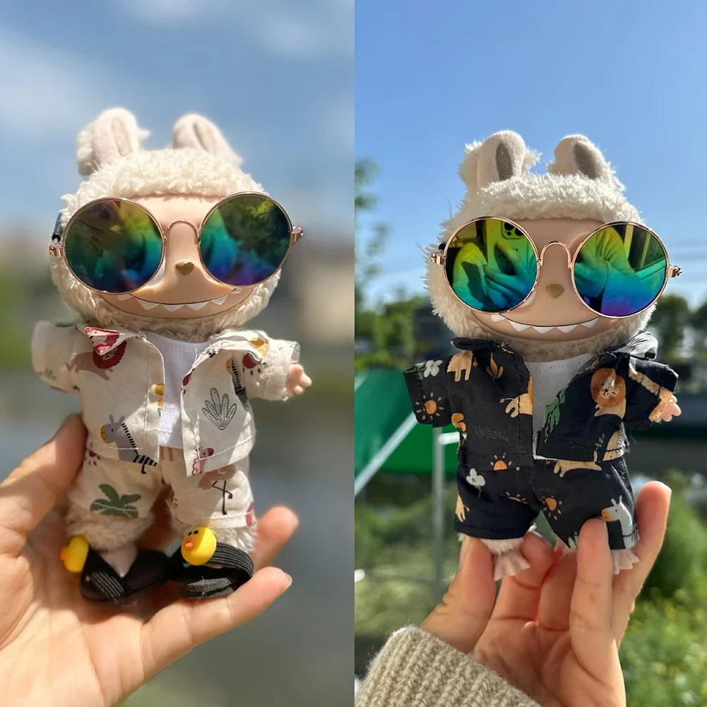 

For 17cm Labubu Doll Clothes Beachwear Fashion Clothes Wear floral shirt on the beach Cool Matching