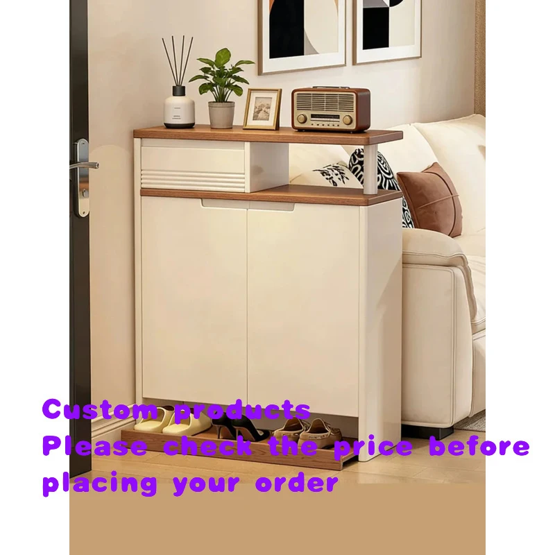 custom.Modern Minimalist Wall-mounted Baseboard-style Shoe Cabinet, All-Aluminum Construction Apartment Entryway Stora