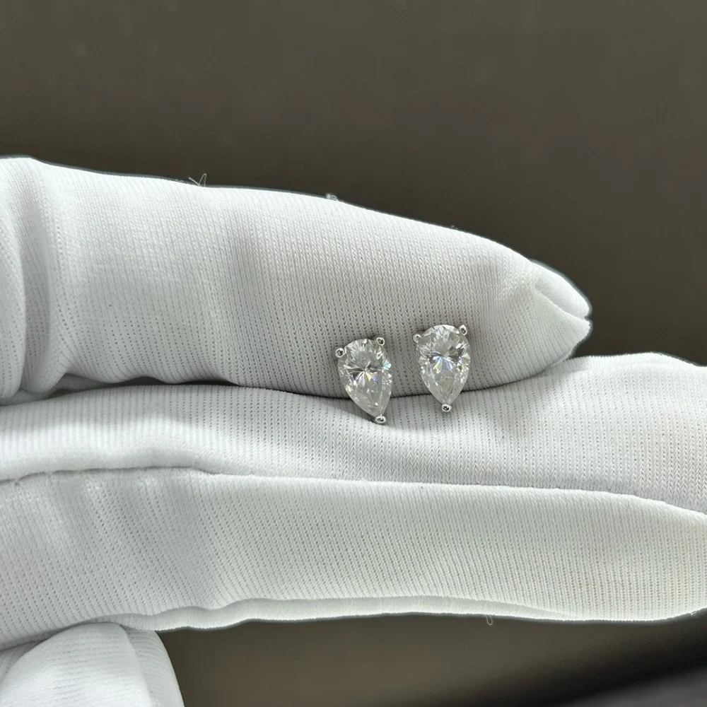 

S925 Natural Moissanite Diamond Waterdrop Earrings Fashion Elegance Jewelry Birthday Crystal Women Mature Charm Gift 1Pair
