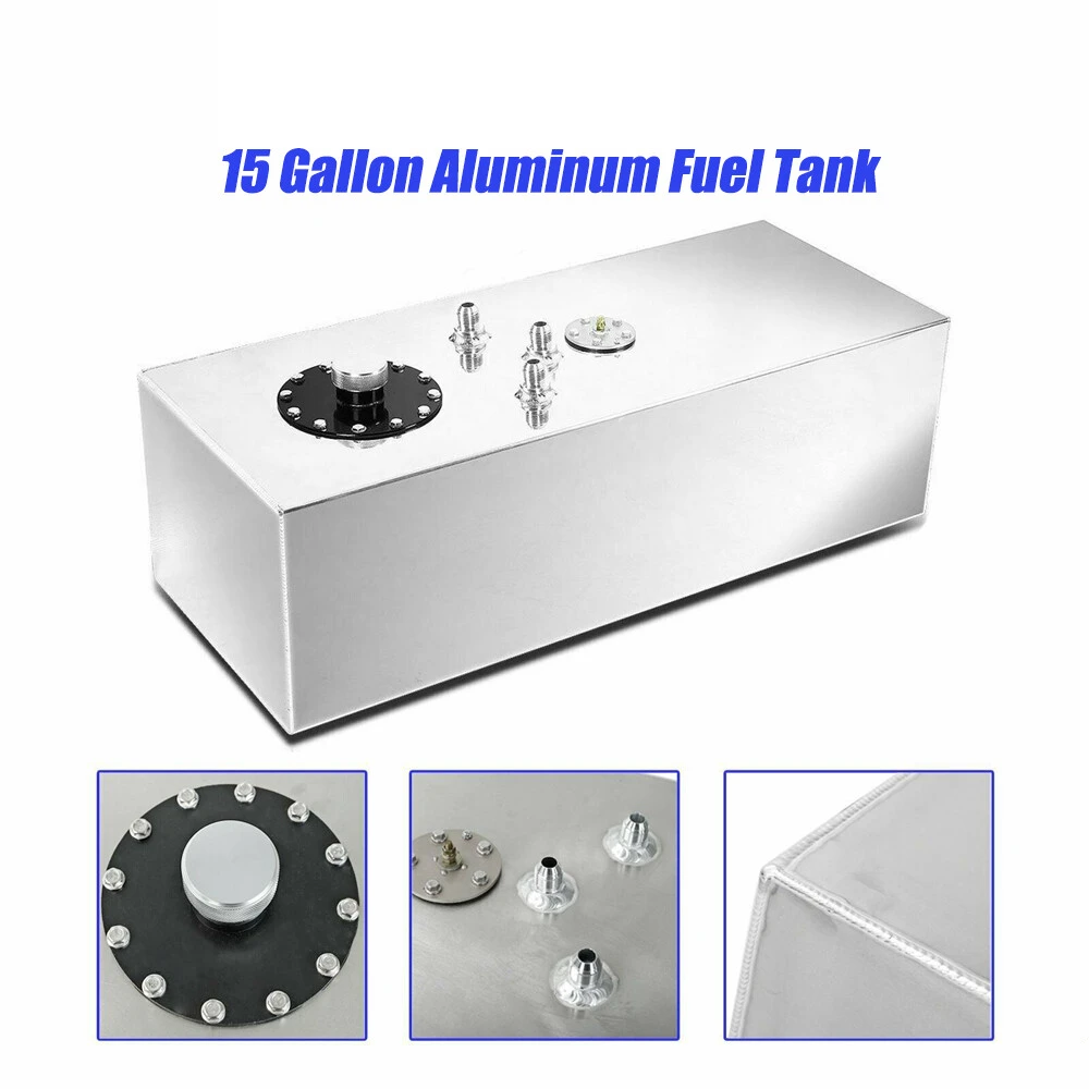 Tangki Bensin Sel Bahan Bakar Balap Aluminium Dipoles 15 Galon dengan Tutup + Pengirim Level untuk Hot Rod untuk Balap Jalanan untuk Mobil Track
