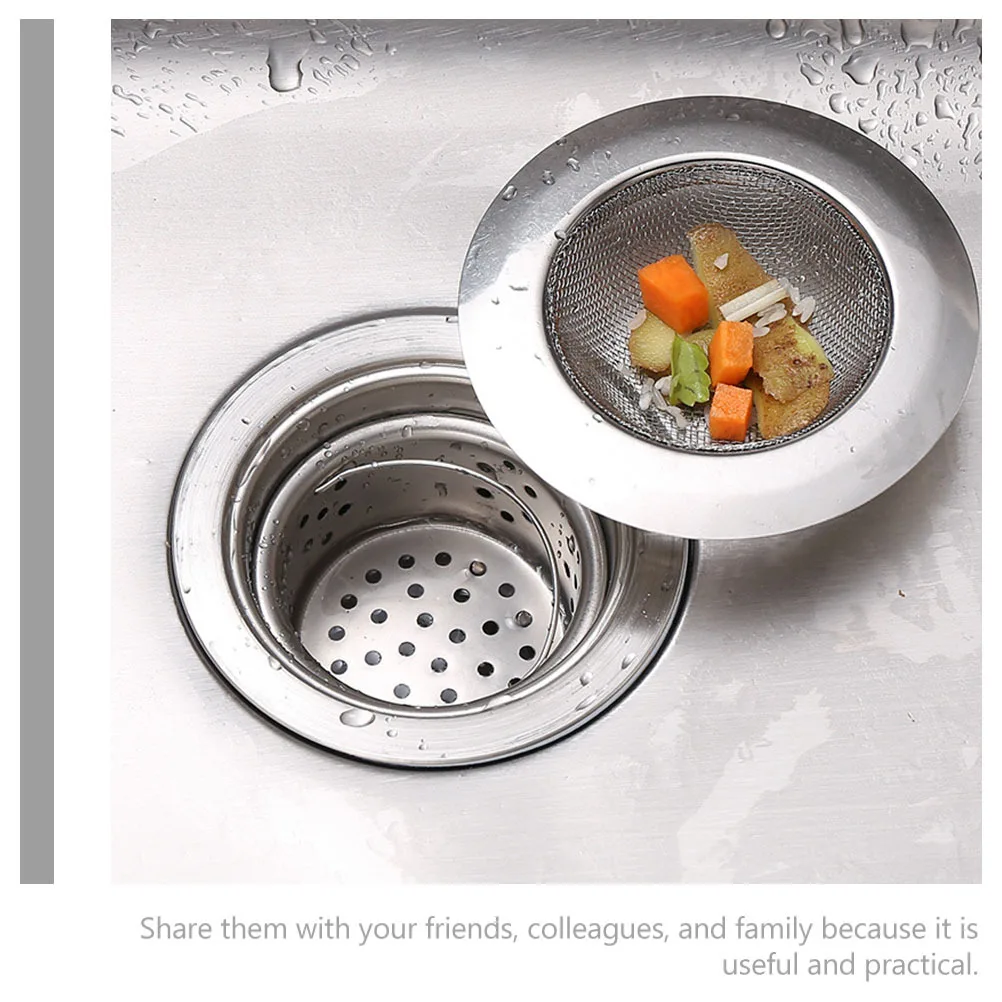 

6pcs Stainless Steel Filter Sink Drainer Fine Mesh Kitchen Food Residue Stopper Drain Accessories Anti Clogging Garbage Strainer
