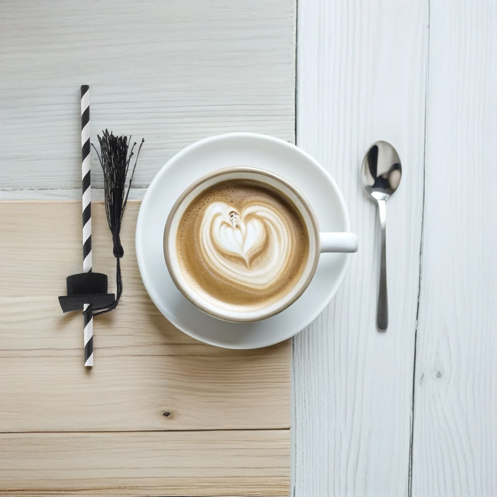 

12 шт. нетканые выпускные соломинки, шляпа доктора, длинная соломинка для питья с выпускной шапочкой, декор для кофе, домашней вечеринки, коктейля