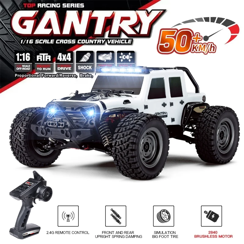 WLtoys 1/16 70km/h Brushless Rc Car With LED Lights 4WD Remote Control 4x4 Off Road Drift Cars Monster Truck Toys for Kids Gifts