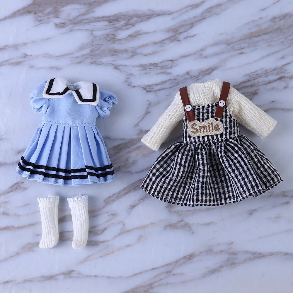 

Middie Blyth 1/8 BJD Doll Clothing Collection Simple T-Shirt, Plaid Skirt, Sailor Uniform Fits 20cm Dolls Birthday Gift Toy