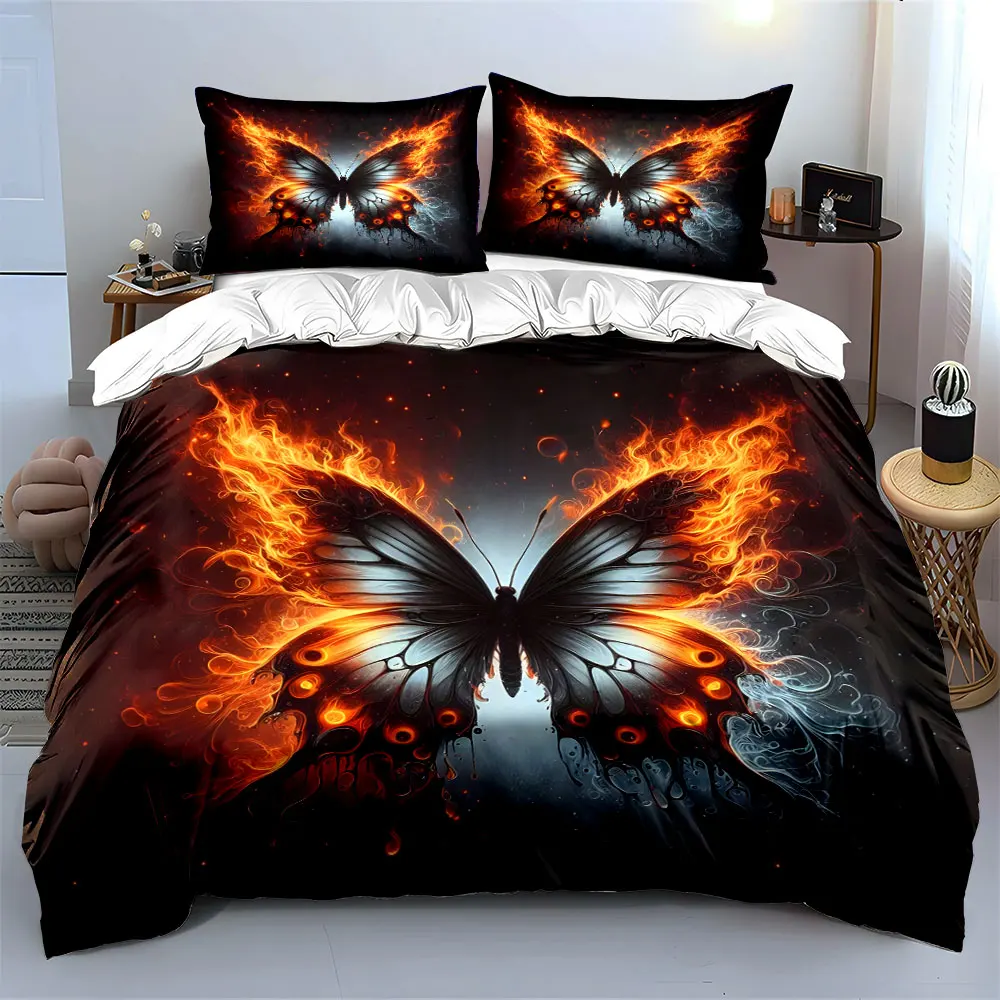 Mystical butterfly with fiery wings Print Bedding Set 1 Duvet Cover 2 Pillowcases for Adult and Children Luxury Gift Full Size