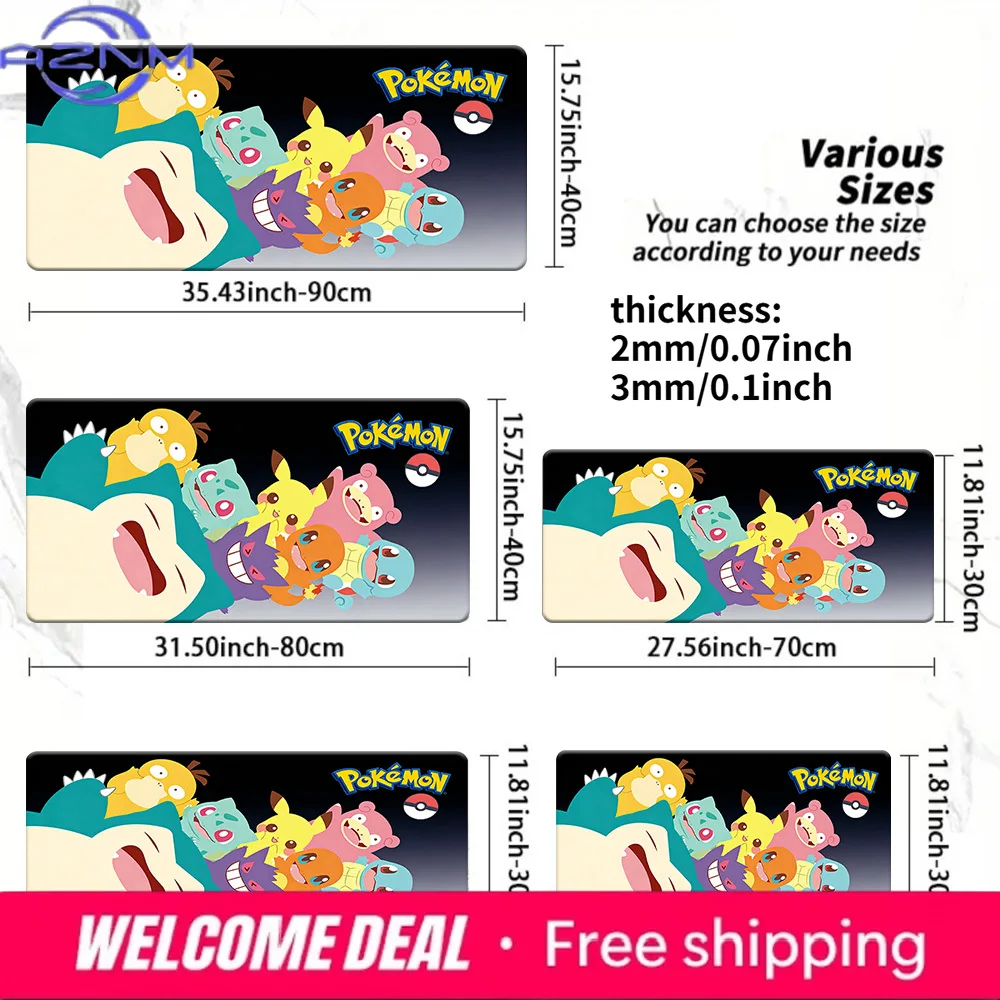 

Cute Pokemon Characters Gaming Mouse Pad with Non-Slip Rubber Base