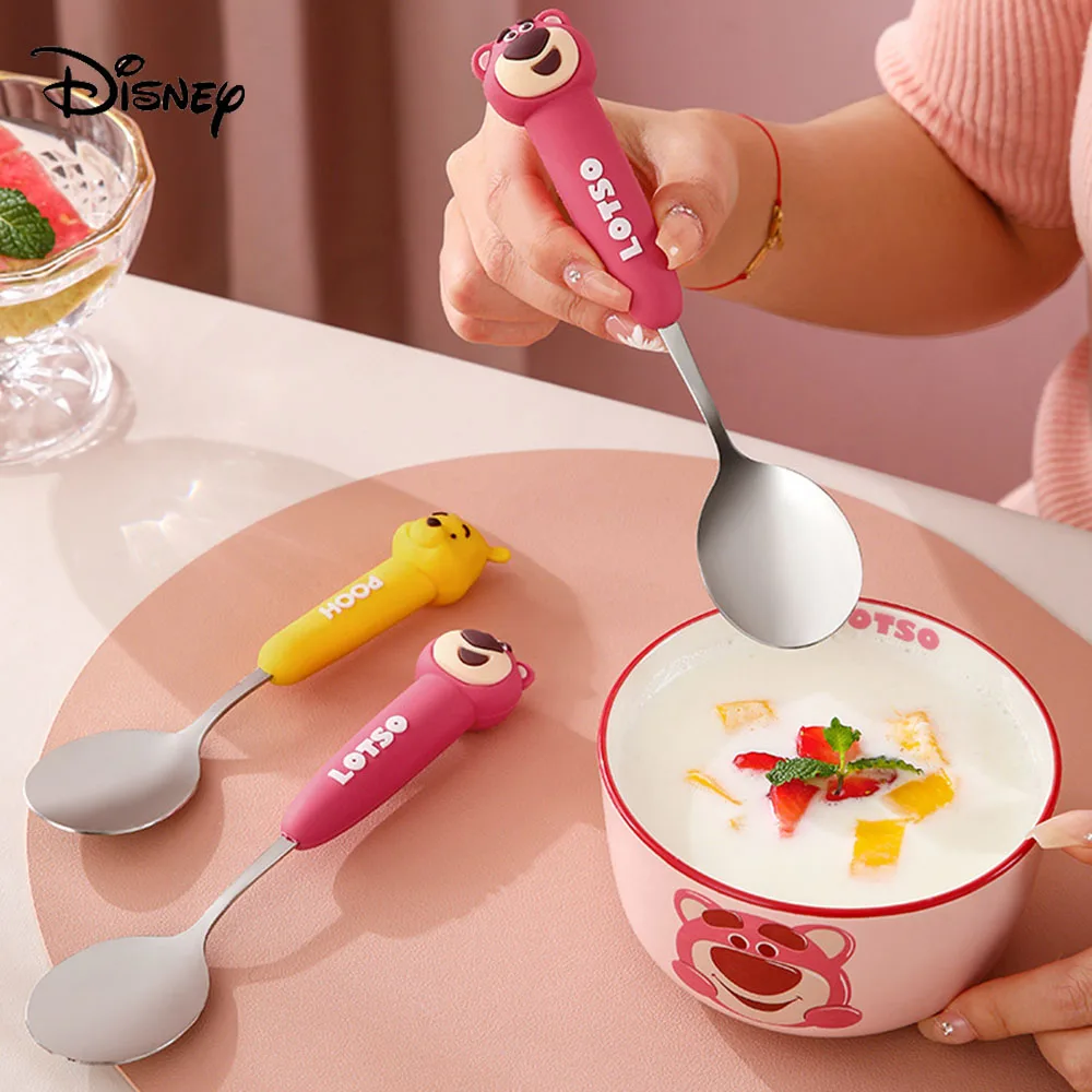 

Disney Winnie the Pooh Spoon Fork Kids Tableware Pooh Bear Lotso Soup Coffee Spoon Cake Fruit Fork Child Stainless Steel Cutlery