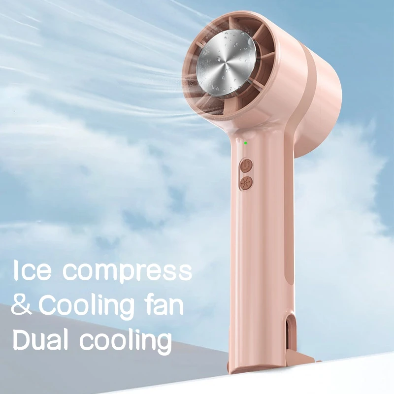 

USB Rechargeable Electric Handheld Mini Fan Student Desktop Air Cooler Outdoor 3 Speeds Fan Portable Dormitory Ice Compress Fan