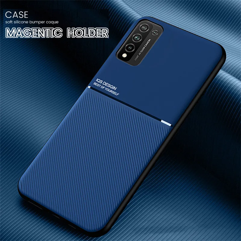 For Honor 8 9 10 X Lite 8X 9X 10i 20 30 Pro 30s Case Leather Texture Car Magnetic Holder Cover for V30 V40 Soft Silicone Coque