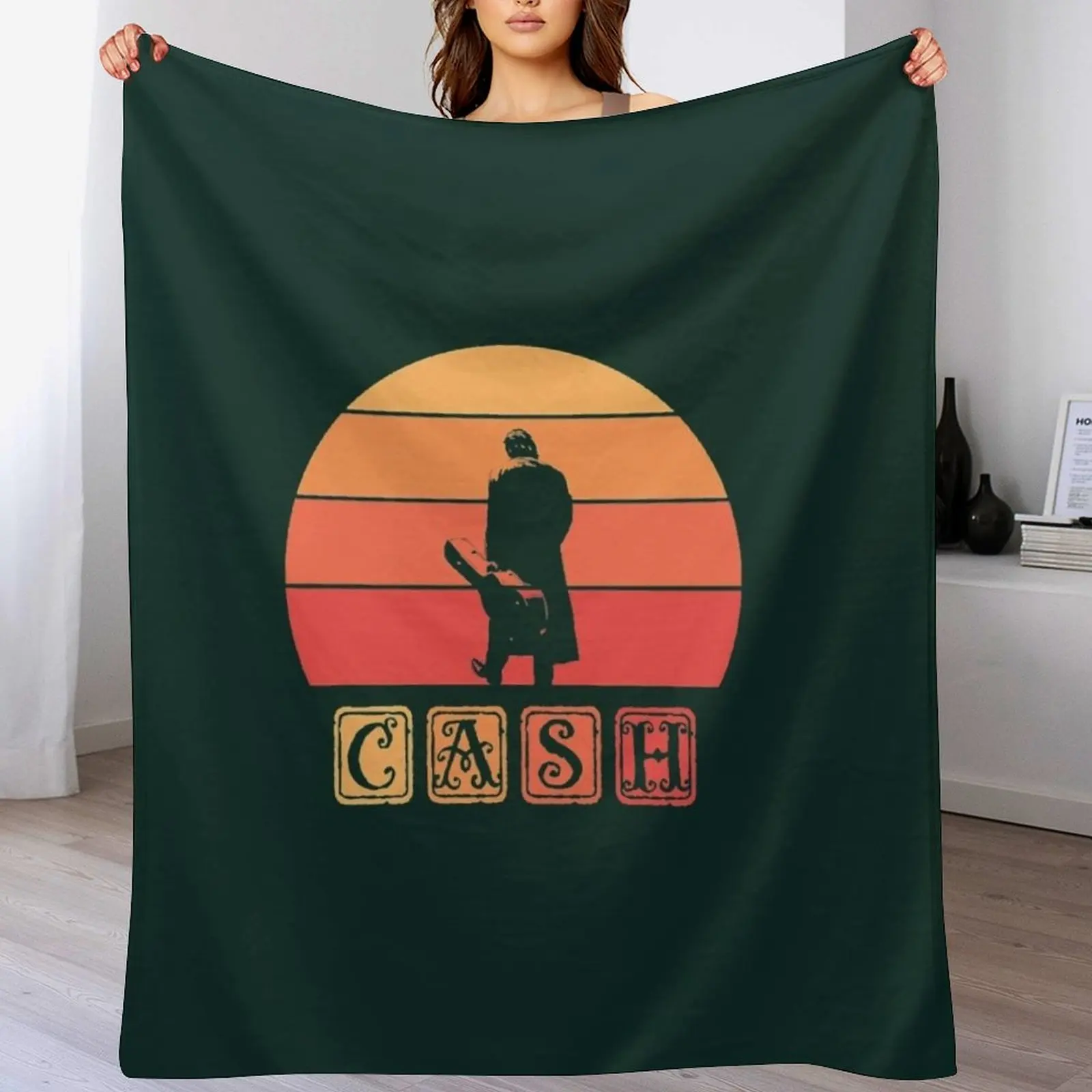 

Johnny Cash Retro Art Throw Blanket Soft Breathable Blanket for Night Sleeping