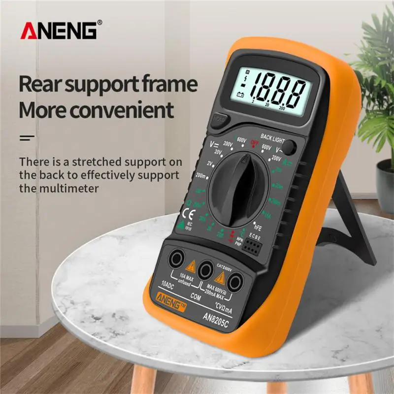 AN8205C Digital Multimeter AC/DC Ammeter Volt Ohm Tester Meter Multimetro With Thermocouple LCD Backlight Portable