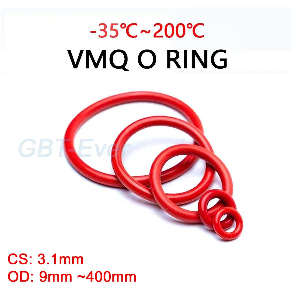 VMQ Red Silicone O-Ring Gasket CS 3.1mm OD 9mm ~ 400mm Silicon O Ring Washer Food Grade Sealing Ring Waterproof & Insulated