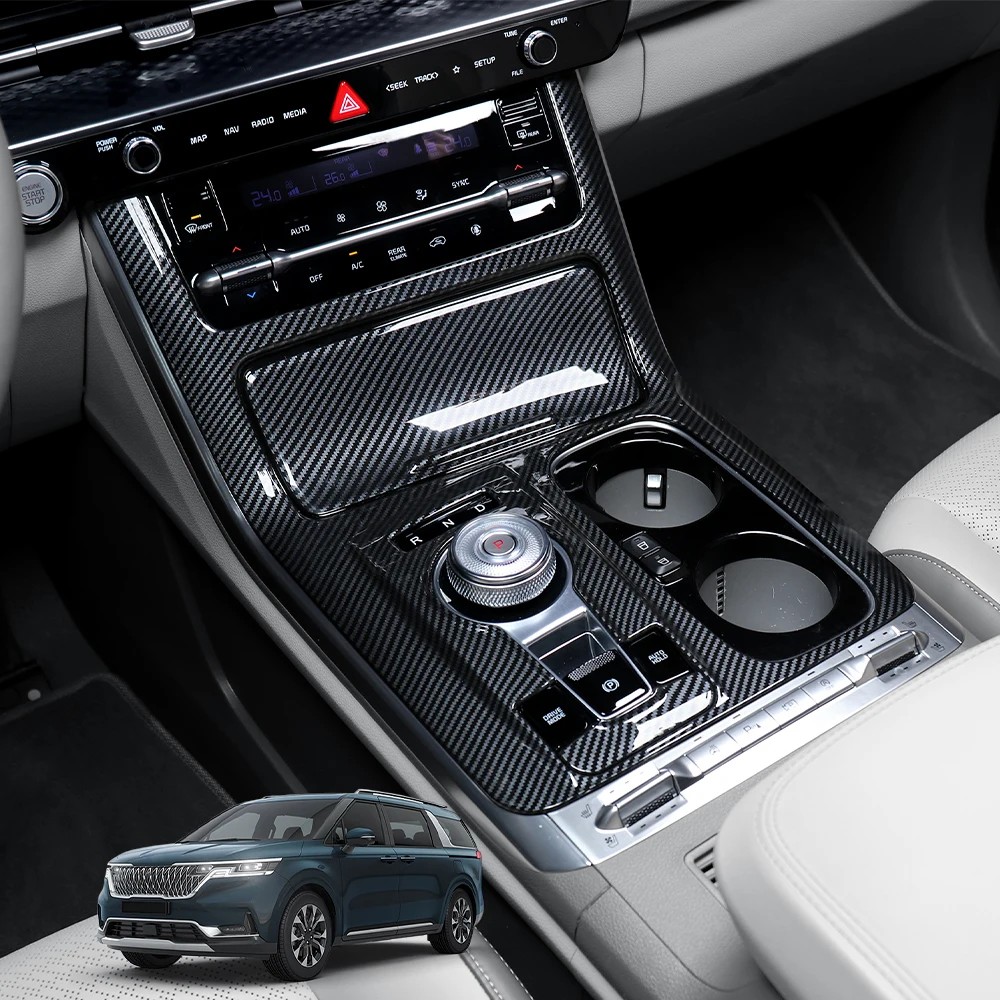 

Для KIA Carnival KA4 2022-2024: Накладка на центральную консоль из карбона, аксессуары для тюнинга салона, левый руль