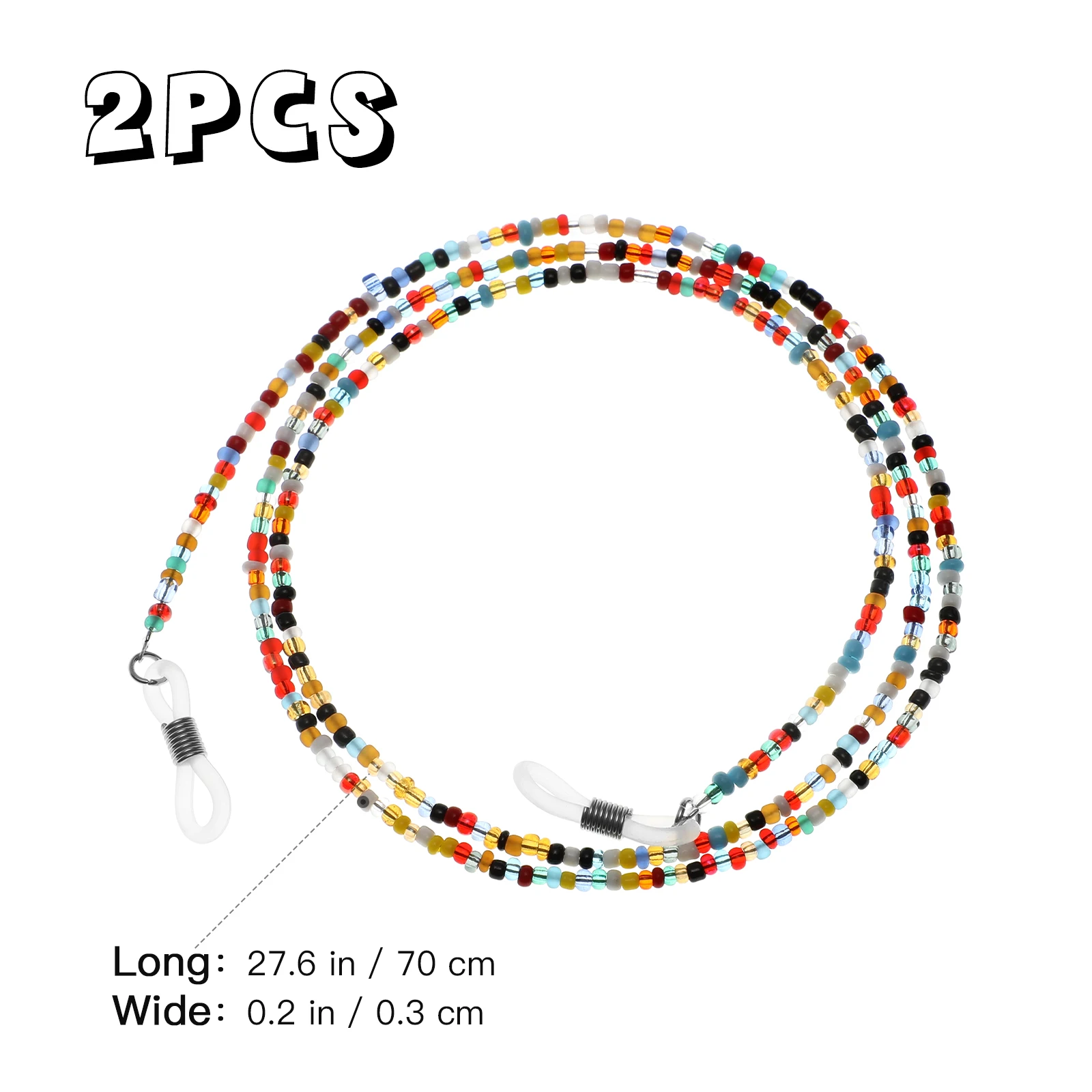 

2 Pcs Beaded Glasses Chain Non Lightweight Eyeglass Chains for Women Men Sunglasses Necklace Sports Work Decoration