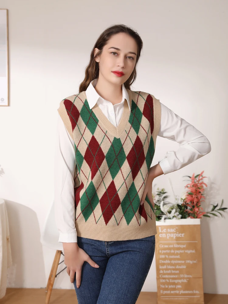 Female Vest Preppy Style Pullover Women Clothing Sweaters Aesthetic Sweater Blouse Tops Women\'s Warm Korean Padded Woman Knitted