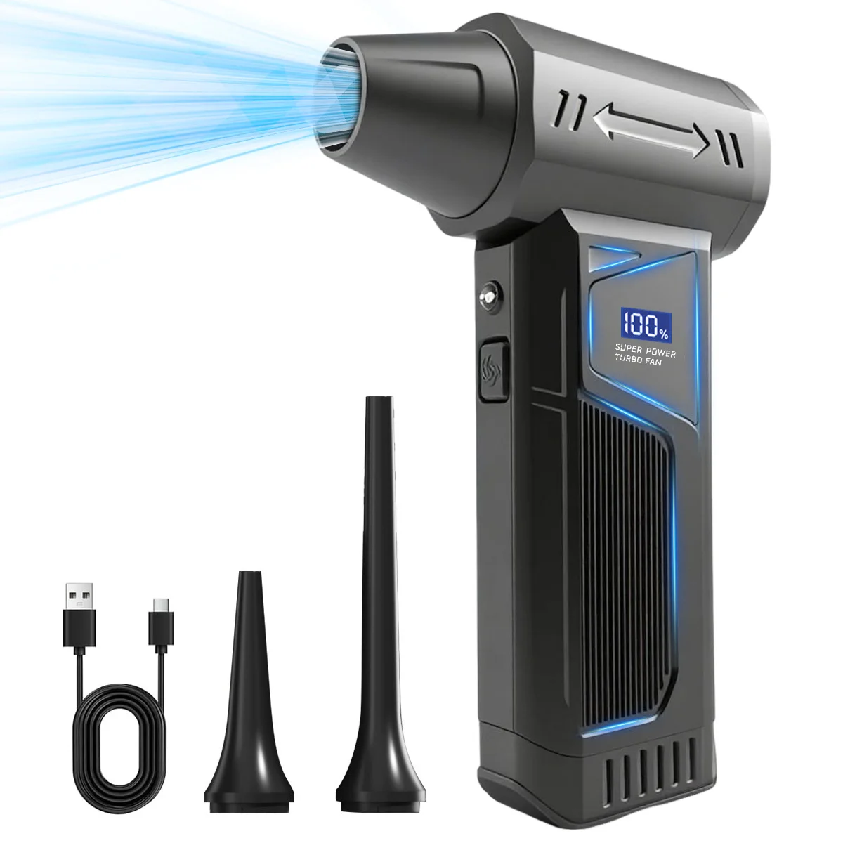 

【2025 New Brushless Jet Fan】Wireless Turbo Air Blower with LED Light Digital Display for Car Cleaning Portable Outdoor BBQ Use