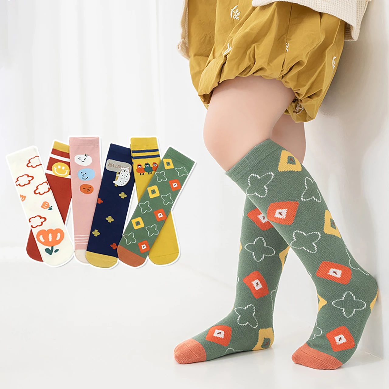 

Cute Cartoon Kids Long Stockings Spring Autumn Baby Over Knee Socks Girl Boy No Backless Cotton Sock 0-12Year Children Footwear