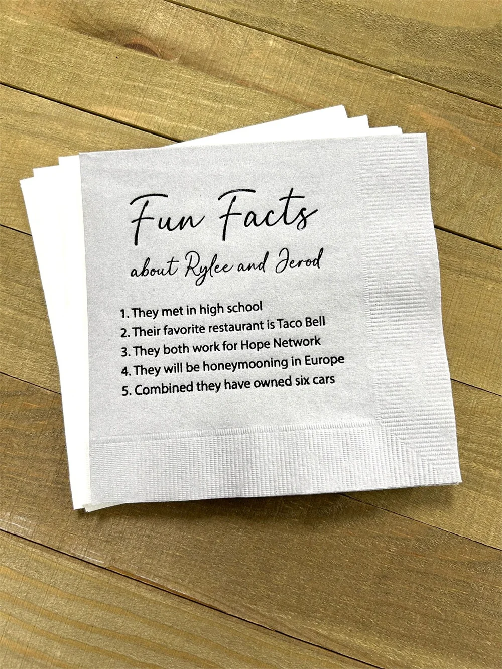 50PCS Trivia Personalized Napkins Birthday Wedding Trivia Napkins Fun Fact Napkins Beverage Luncheon Dinner and Guest Towels Ava