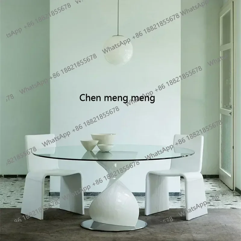 X A Black Walnut Glass round Dining Table Modern Designer Living Room Tempered Dining Table Minimalistic Square Art