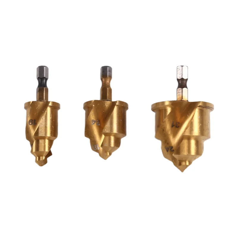 AB15-3Pcs 20/25/32Mm Schritt Bohrer Mit Grenze Schwenk Nut PPR Hebe Kegel Bohrer Bits für Wasser Rohr Reiben