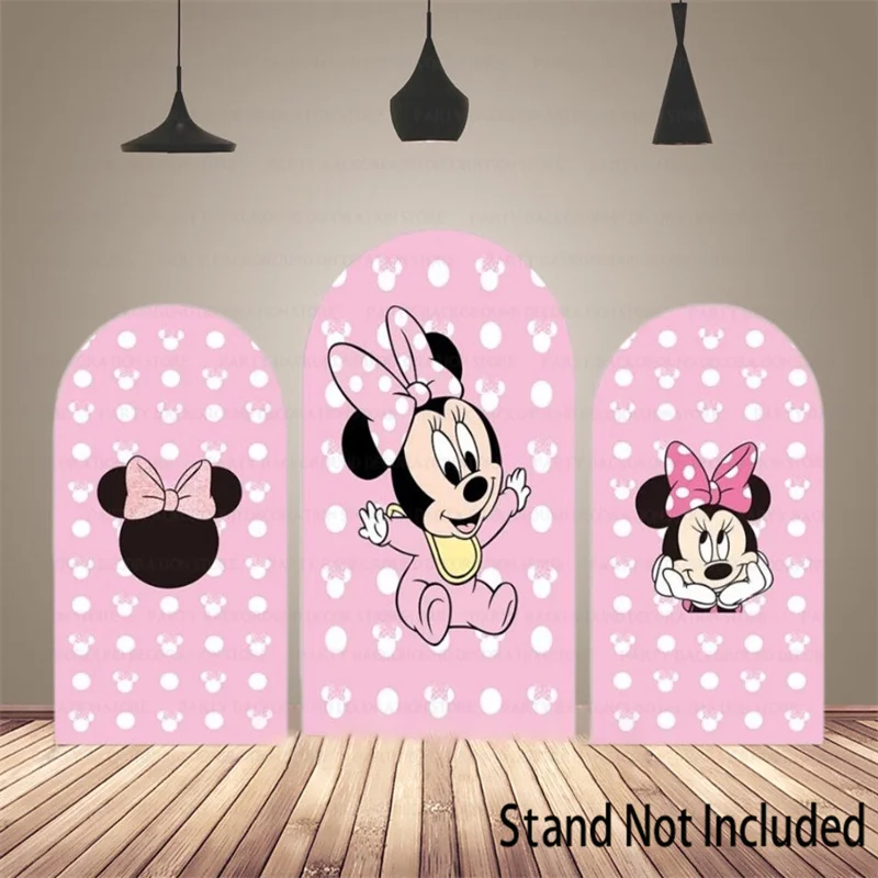 Imagem -03 - Disney-bebê Arco Pano de Fundo Capa para Meninas Recém-nascidas Doce Daisy Duck Minnie Mouse Parede Arqueada Fundo do Bebê 1st Birthday Decor