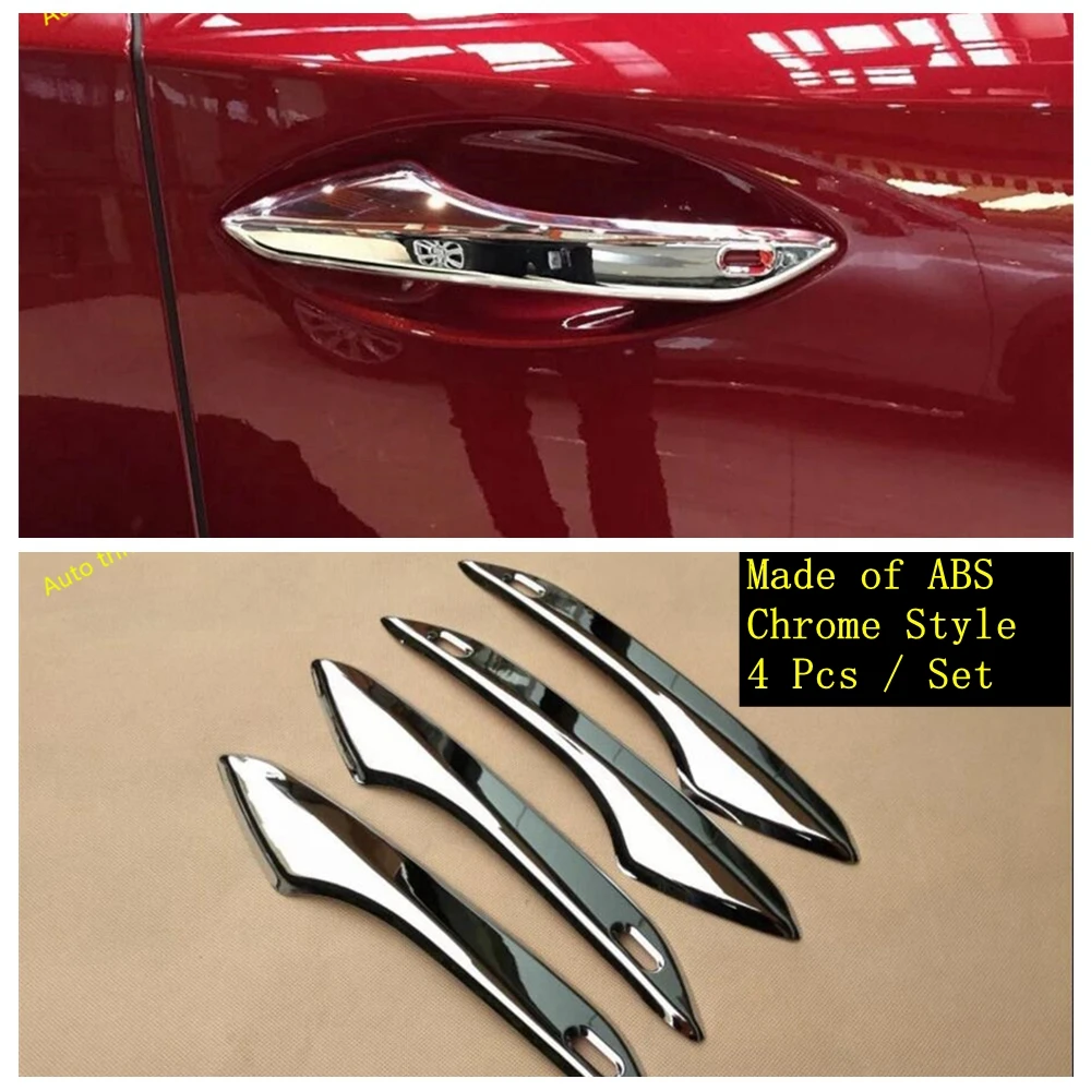 ABS Chrome Door Pull Knob Handle Catch Cap Sequins Decoration Cover Trim For LEXUS NX NX200T NX300T 2018 2019 Car Accessories