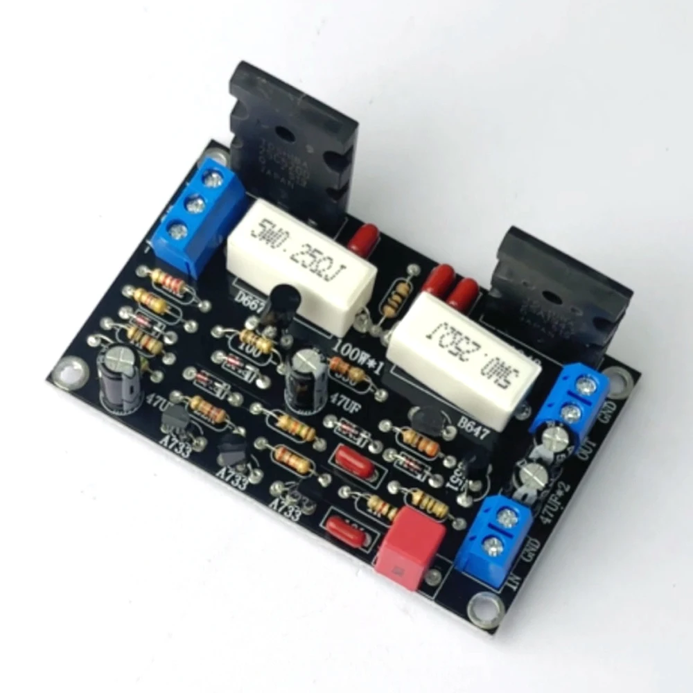 

100W Mono High Power Post Stage Amplifier Board - 2SC5200+2SA1943 Transistor Pair, DC 10V-45V Hi-Fi Audio Module