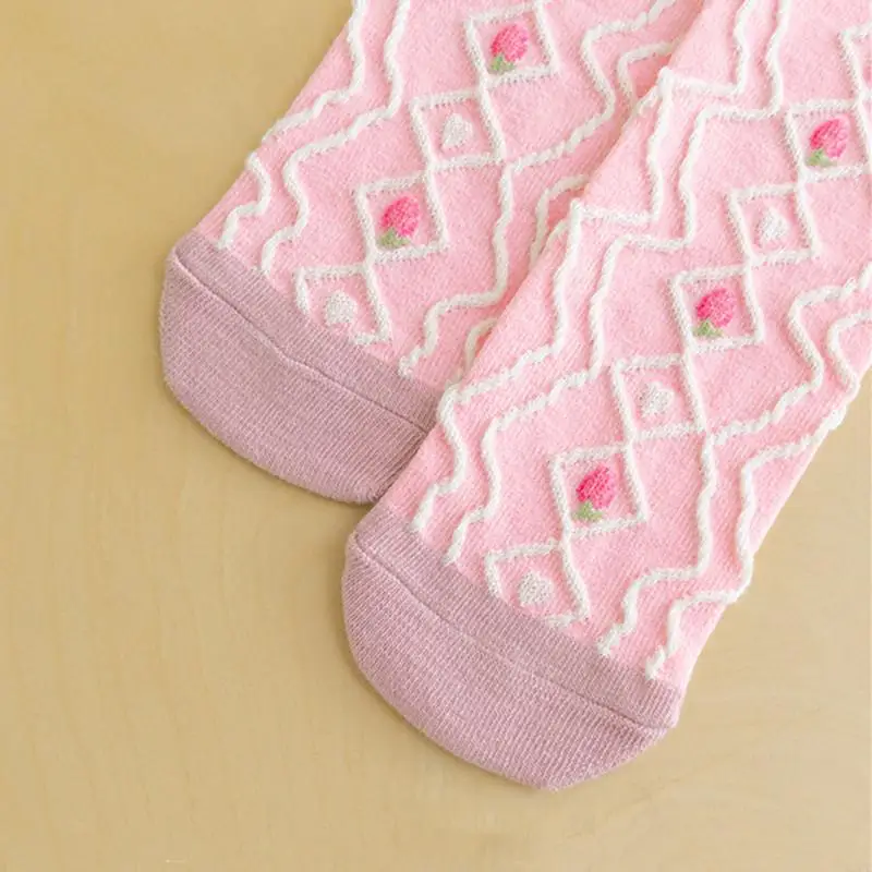 1 ペア花柄子供ストッキングソフト結合綿女の赤ちゃんニーハイソックス 3-8 歳の子供