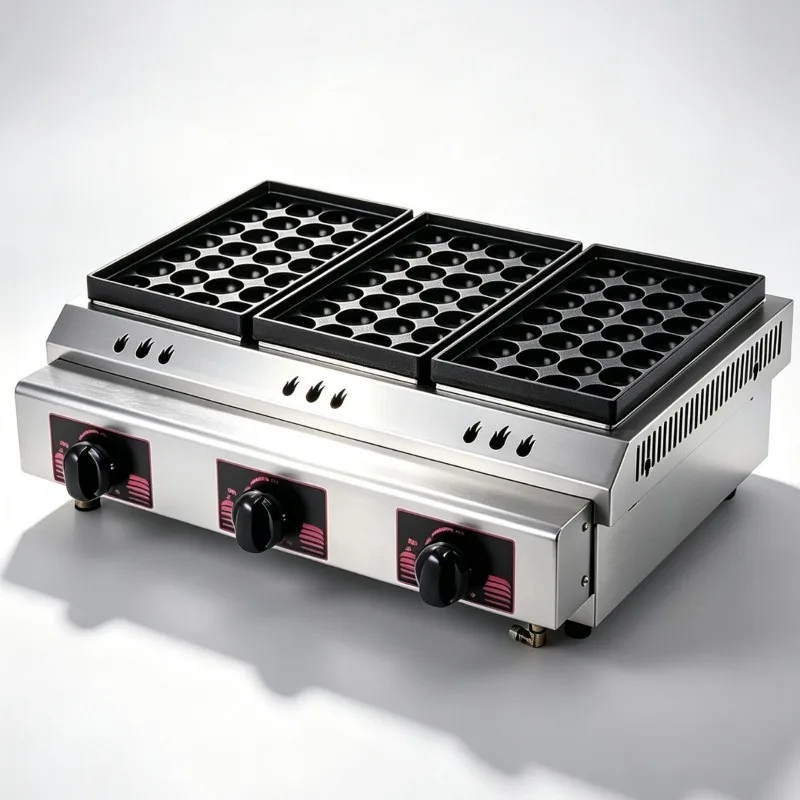 Double Plate Takoyaki Maker 56 Holes Waffle Balls Baking Machine with Non-stick Coating Pan 40MM Takoyaki Ball Maker
