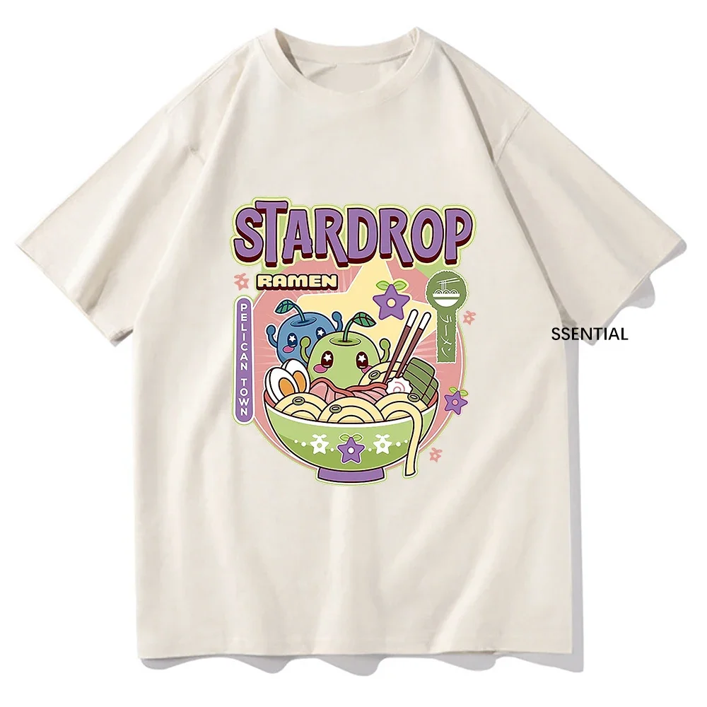 Anime Stardew Valley T Shirt Vintage Tops Junimos Ramen Men/Women Aesthetic T-Shirt Unisex High Quality Tees Kawaii Shirt