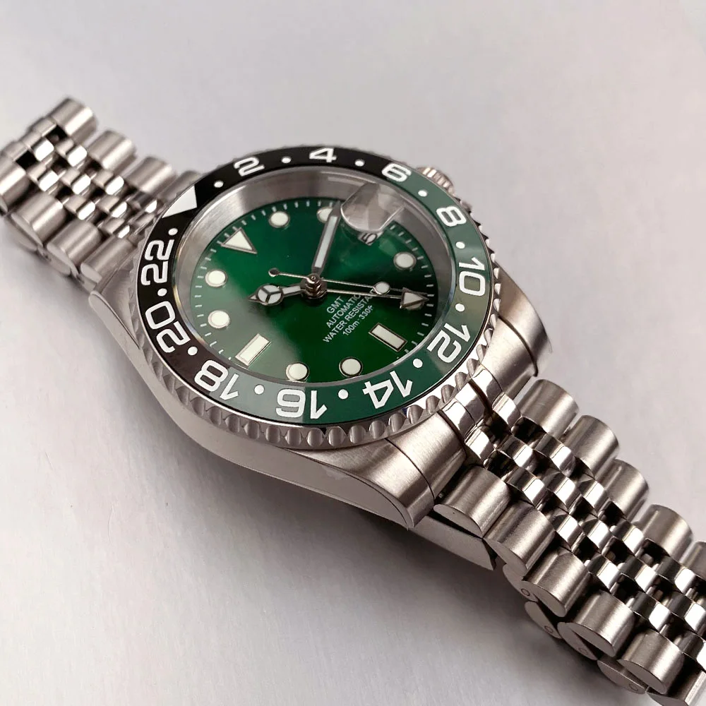 Tandorio GMT Classic Green Diver Men 40mm 200m Waterproof Sapphire