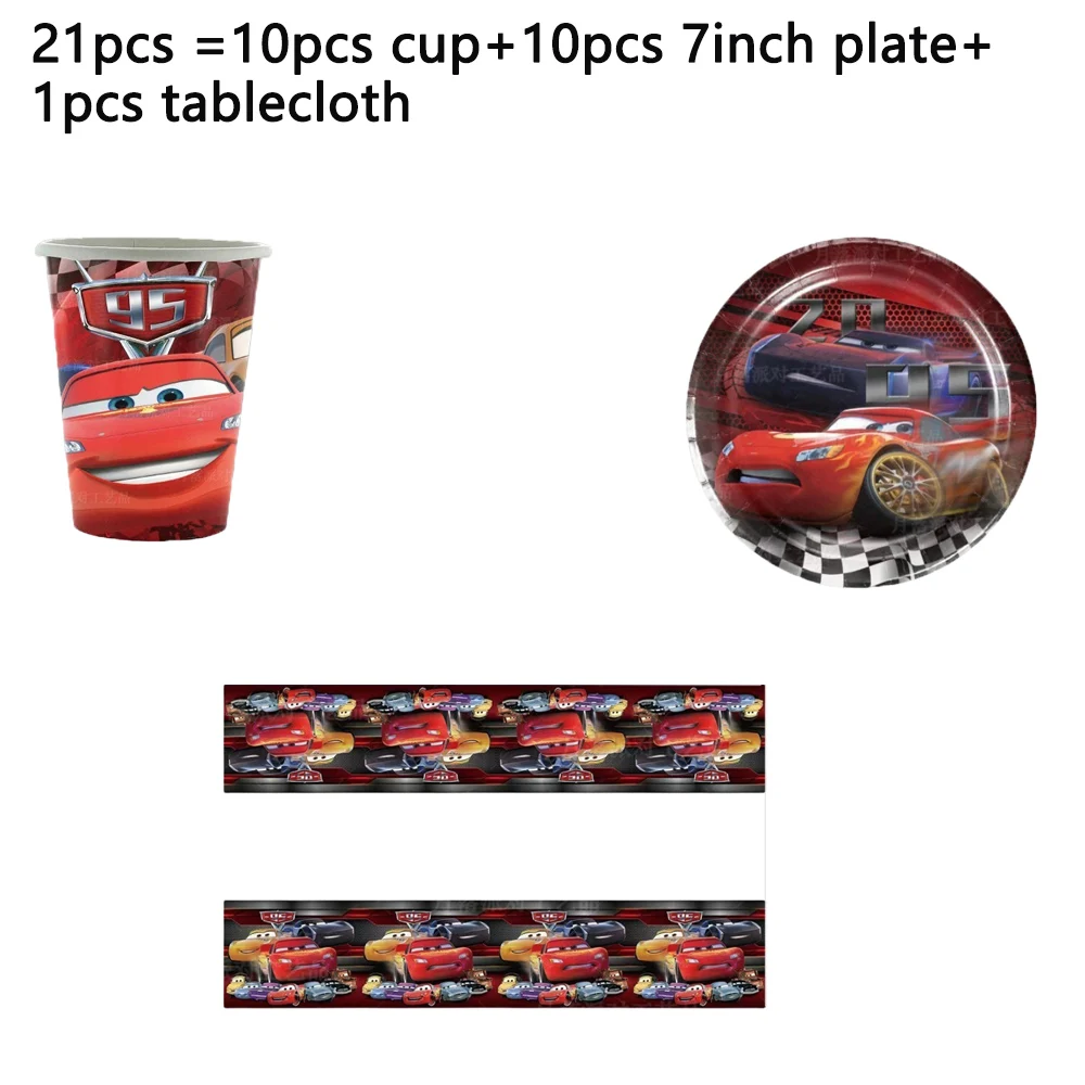Cartoon Rode Auto Thema Kinder Verjaardagsfeest Decoratie Wegwerp Servies Cartoon Auto Vlaggen Hangende Decoraties Placemats