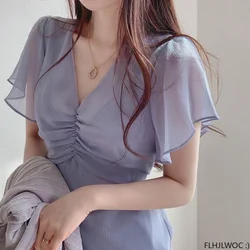 Elegant Cute Pink Dresses Korean Fashion 2023 Women Korea Clothing Bow Tie Lace-Up Temperament Retro Vintage Dress Chic Flhjlwoc