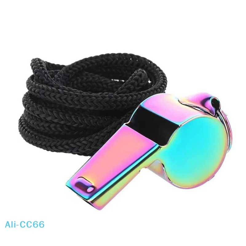 

【C】1Pcs Colorful Sports Whistle Stainless Steel Whistle With Lanyard Loud Crisp Sound Whistle For Referee Official