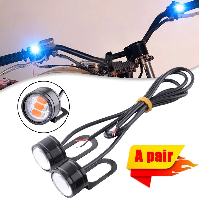 

2pcs/pair Mini LED Light Motorcycle Flash Strobe Eagle Eye Motorcycle Daytime Running Light Fog Lamp Headlight Moto Accessories