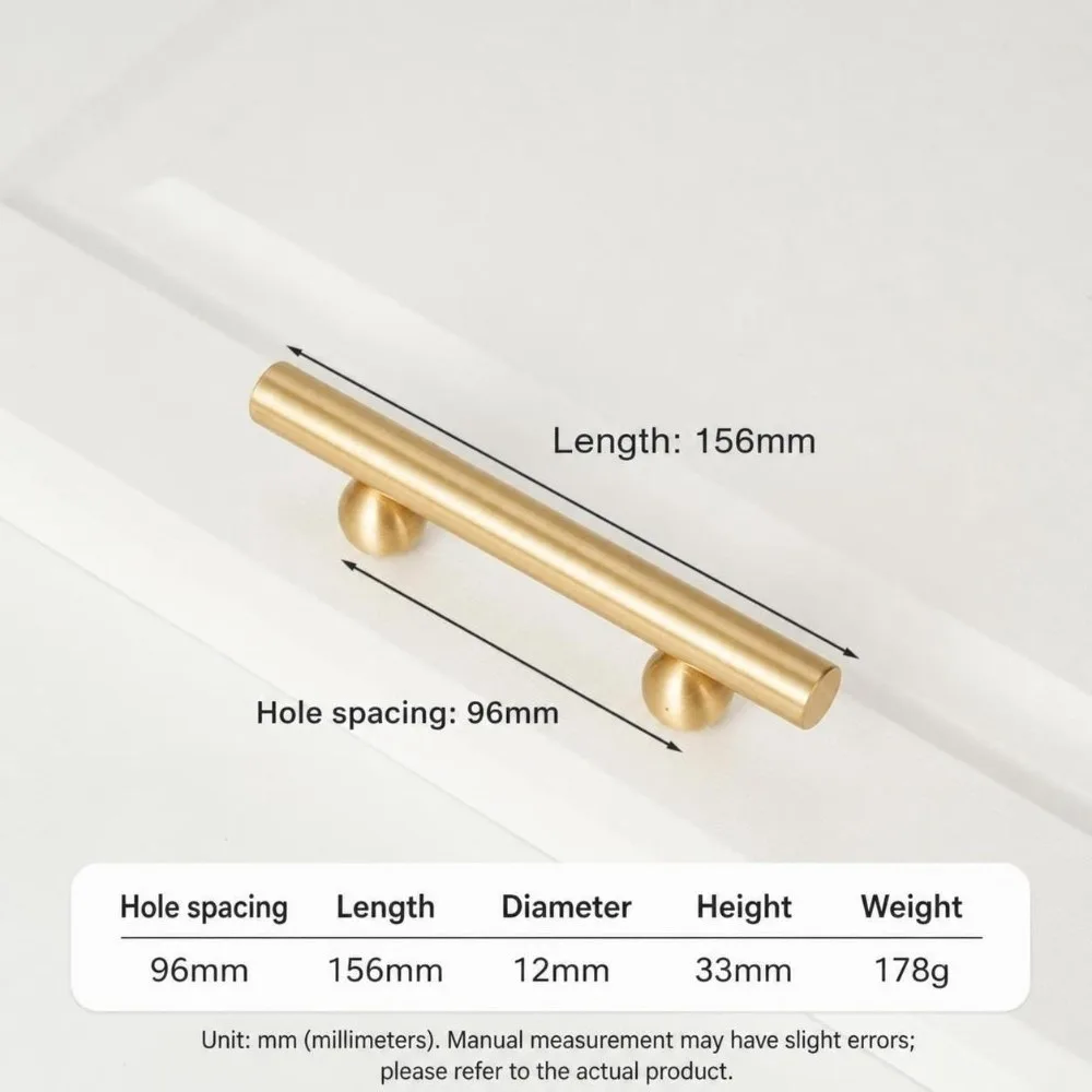 Modern Sleek Brass Cabinet Pulls Durable Luxury Solid Brass Handles Smooth Minimalist Gold Drawer Knobs Cabinetry,Furniture